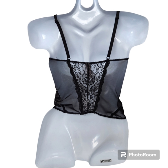Victorias Secret Underwire Black Sheer Lace Side Zip Lingerie Bustier Corset 34B - Picture 4 of 16
